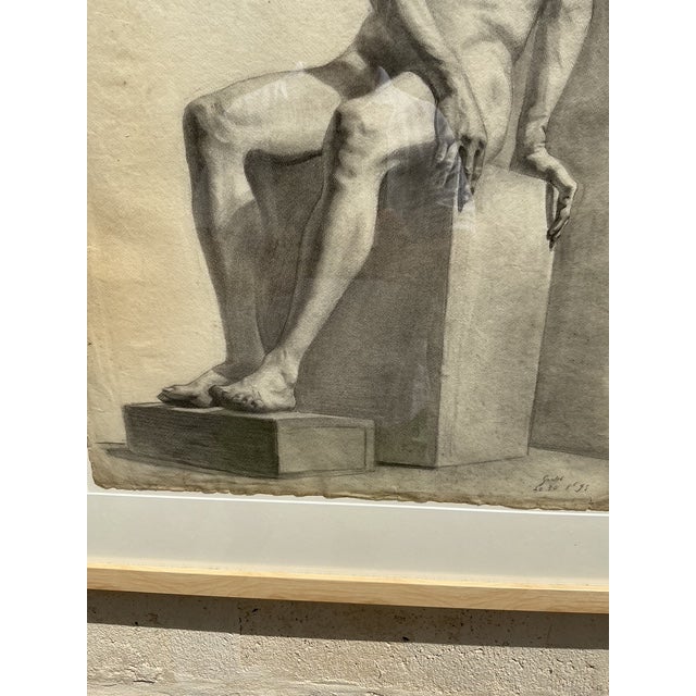 Charcoal Vintage 1930s Original Pencil Sketch of Man For Sale - Image 8 of 14