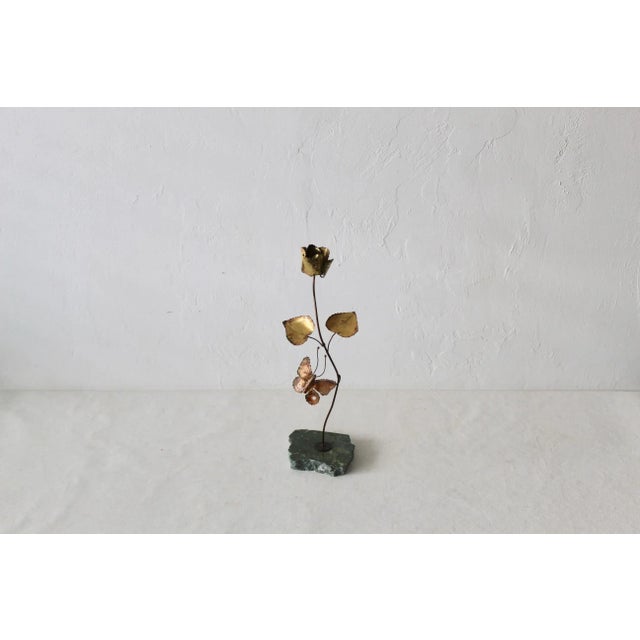 Repoussé Metal Granite Floral Decoration Butterfly Detail For Sale - Image 9 of 10