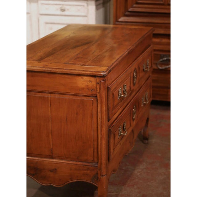 18th Century French Louis XV Cherry Commode Sauteuse With Bronze Mounts For Sale - Image 9 of 11