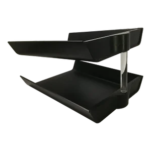 Mid 20th Century Ebonized Florence Knoll Letter Tray Lucite 2 Tier Marked