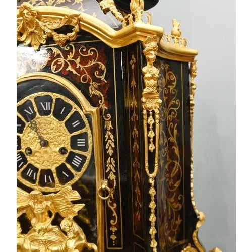 Metal French Boulle Style Mantel Clock with Pedestal Stand For Sale - Image 7 of 16