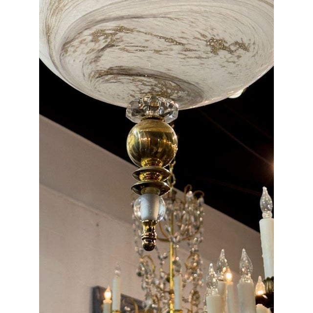 Early 21st Century Murano Glass and Brass Globe Pendant For Sale - Image 5 of 7