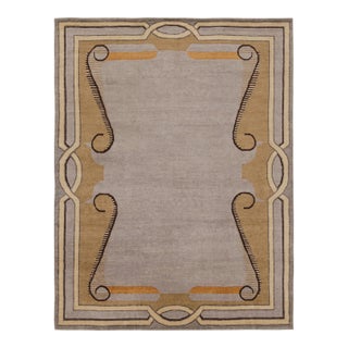 Rug & Kilim’s Modern French Art Deco Style Rug in Gray with Geometric Pattern - 12x15 For Sale