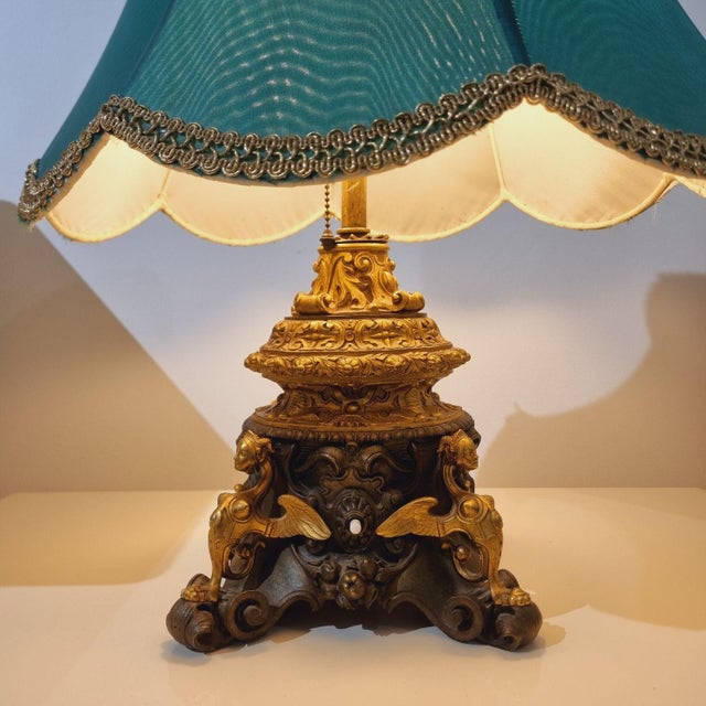 Historicism Bronze Table Lamp with Gilded Decoration, 19th Century For Sale - Image 6 of 18