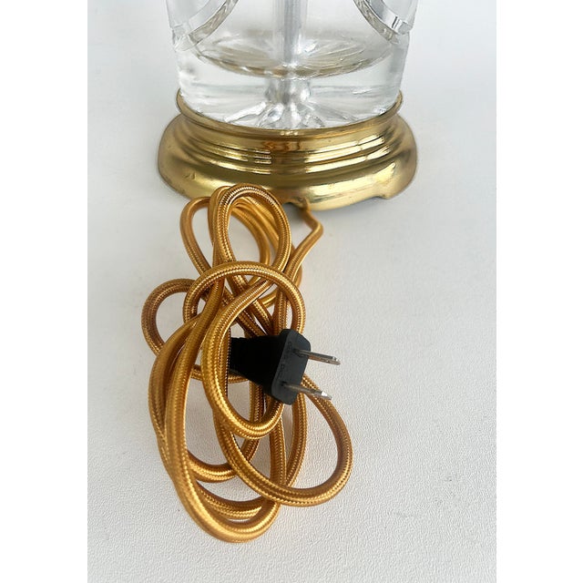 Waterford Cut Crystal "Overture" Lamps, Polished Brass, Shades, Pair For Sale - Image 11 of 11