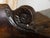 Pair of 19th Century English Regency Style Carved Oak Klismos Chairs with Horseshoe Backs For Sale - Image 4 of 12