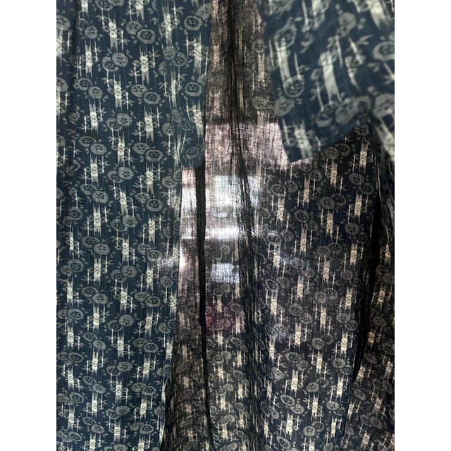 Textile Japanese Woven Ikat and Stenciled Summer Usumono Kimono Meiji Period For Sale - Image 7 of 9