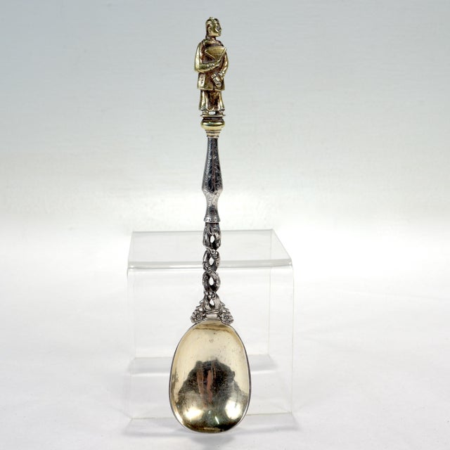 Signed Antique 3 Pc. Sun Shing Chinese Export Silver Spoons & Fork Flatware Set For Sale - Image 11 of 18