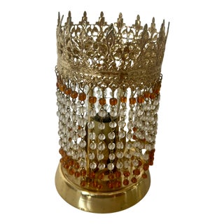 Brass Table Lamp with Amber Beads, 1970s For Sale