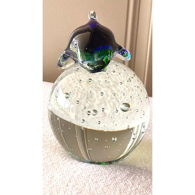 1990s Classic Artisan Heavy Bubble Glass Dolphin Paperweight For Sale - Image 5 of 11