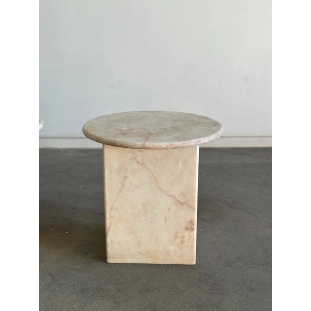 W18 D18 H17 Stone side tables in great vintage condition. Each unit shows well with visible breaks , and major areas of...