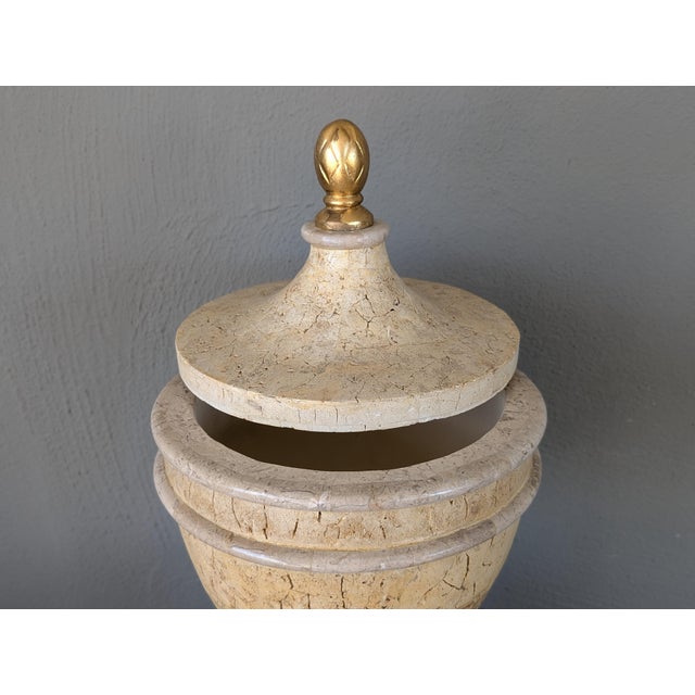 Postmodern Vintage Maitland-Smith-Styled Tessellated Marble and Plaster Chalice For Sale - Image 3 of 9