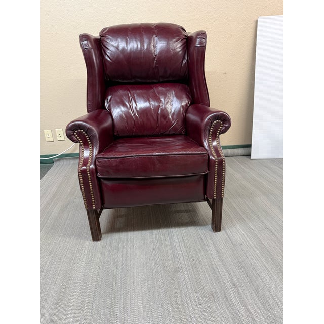 Bradington Young Chippendale Hi-Leg Recliner, Burgundy For Sale In San Francisco - Image 6 of 12