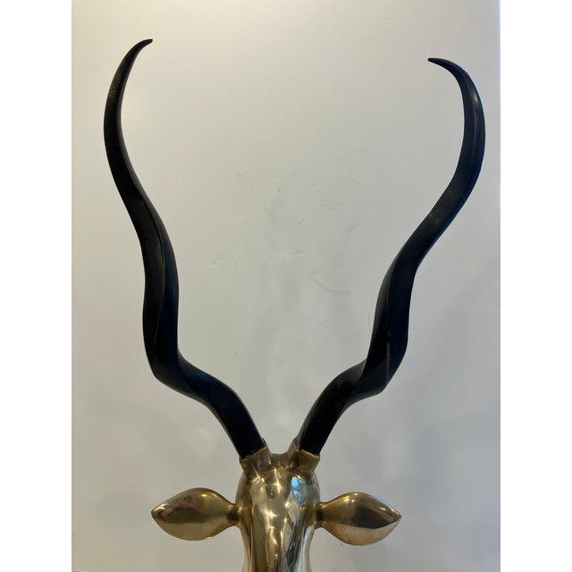1970s 30.5 Inch Brass Gazelle Sculpture For Sale - Image 4 of 8