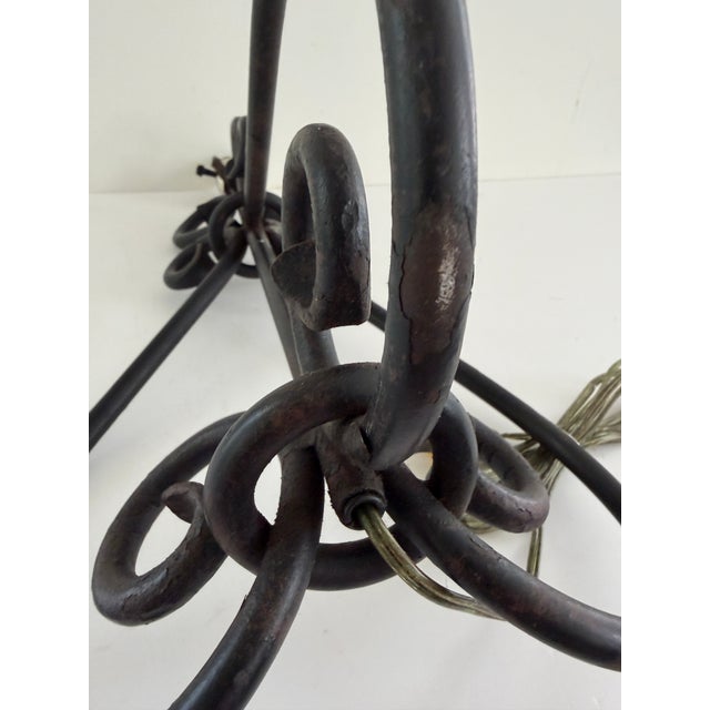Vintage Wrought Iron Scrollwork Table Lamp For Sale - Image 10 of 12