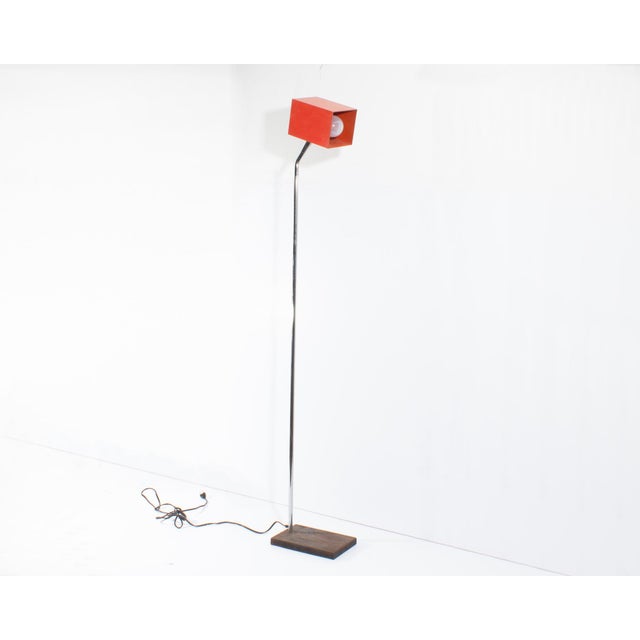 Mid-Century Modern Mid 20th Century Chrome Red Box Shade Floor Lamp by Robert Sonneman for George Kovacs For Sale - Image 3 of 9