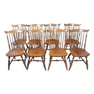 Mid 20th Century Set of 8 Nichols & Stone Windsor Dining Chairs – Vintage American Traditional For Sale
