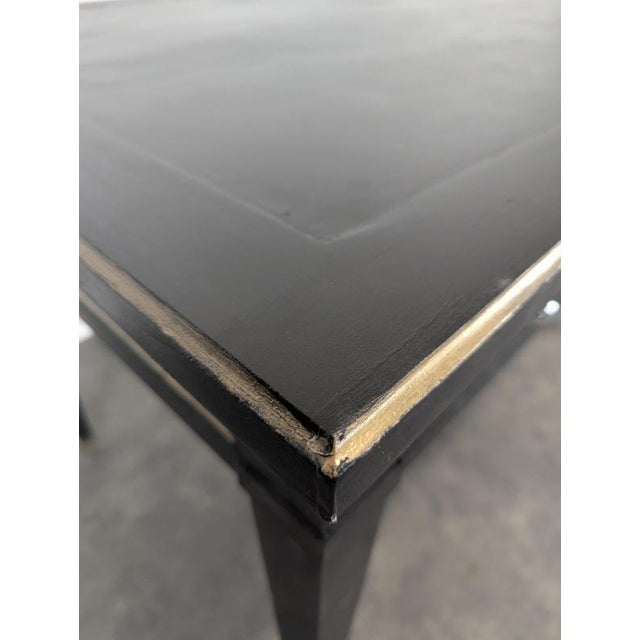 Large Louis XVI Flat Desk in Black Lacquered and Gold Trim, in Very Good conditions.