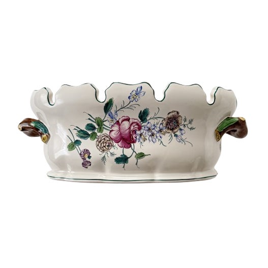 Tiffany and Co. Floral Hand-Painted Centerpiece Bowl or Jardiniere For Sale