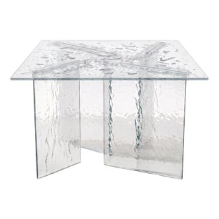 Zero Square Coffee Table in Epoxy Resin & Crystal Clear Glass by Wedo For Sale