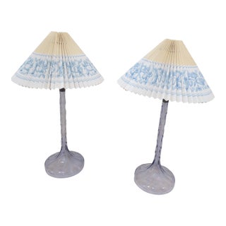Antique Glass Lamps - A Pair For Sale