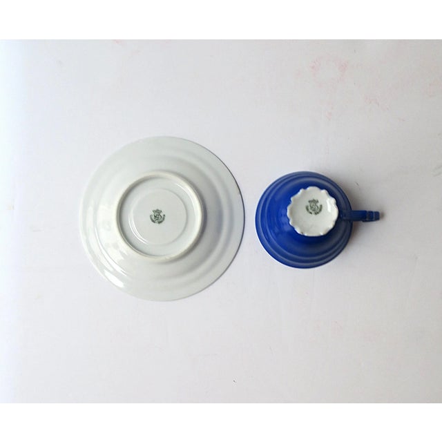 Yves Klien Blue Style Porcelain Espresso Coffee Cup Saucer Art Deco, Europe For Sale - Image 11 of 12