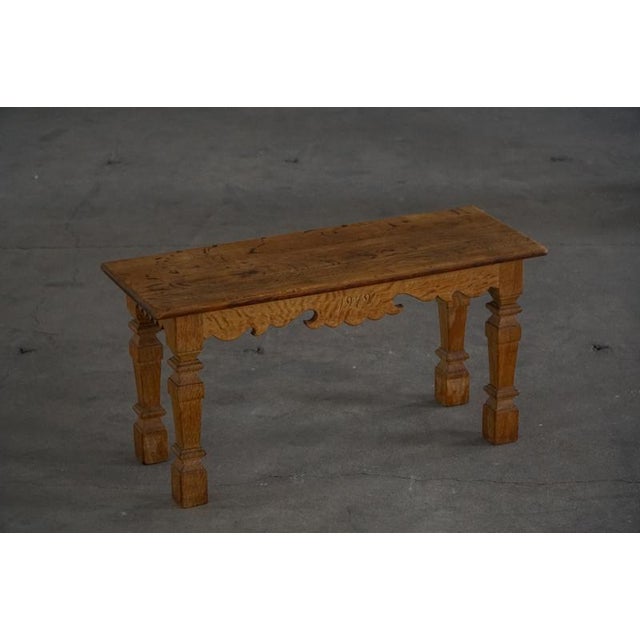 Mid-Century Carved Oak Bench, 1979 For Sale - Image 18 of 18