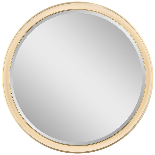 Thomas O'Brien for Visual Comfort Signature Tricia 30" Illuminated Round Mirror in Hand-Rubbed Antique Brass For Sale