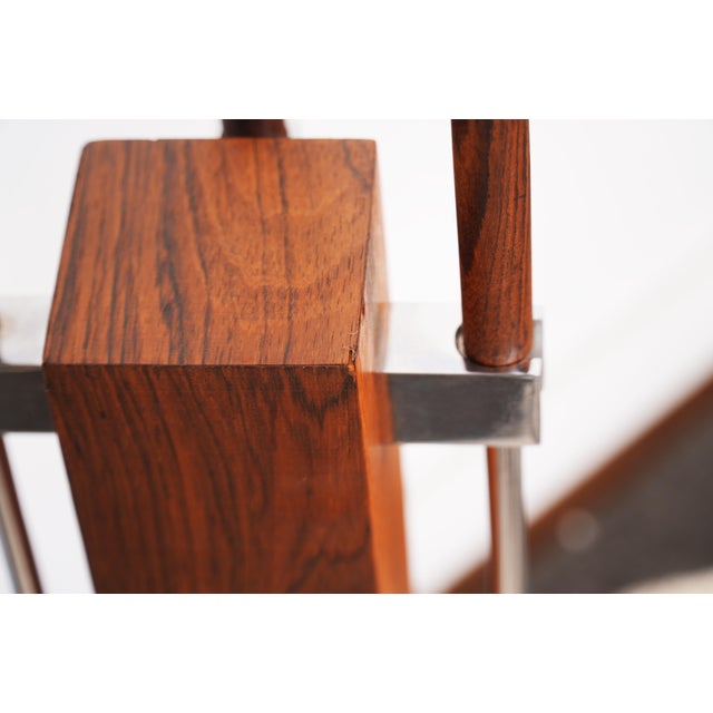 Brown 1960s Alessandro Albrizzi Rosewood & Chrome Fireplace Toolset - Italy For Sale - Image 8 of 10