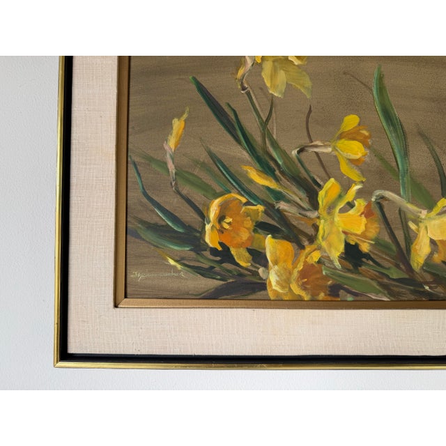 Wood 1970’s J. Schumacher Floral Still Life Oil on Board Painting – Framed For Sale - Image 7 of 12