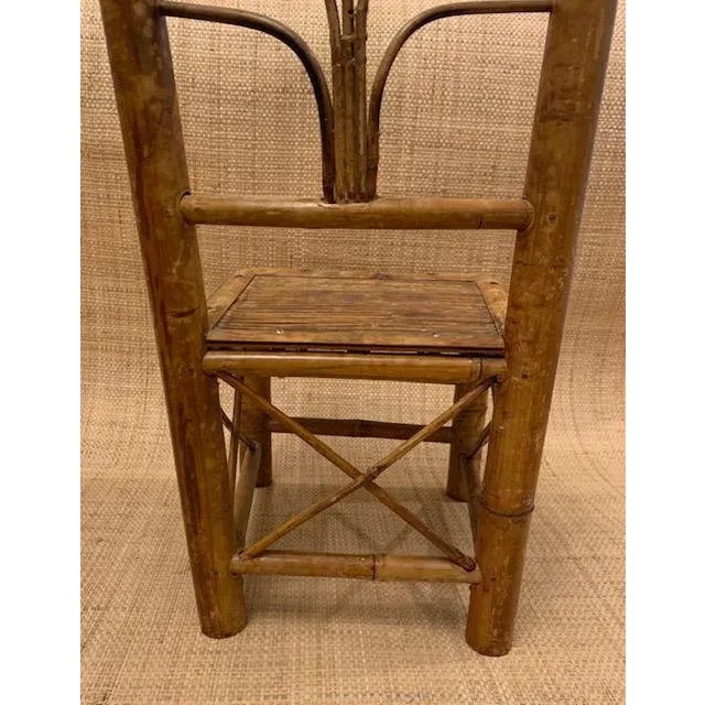 Wood Rattan Tortoise Burnt Bamboo Chair/Plant Stand For Sale - Image 7 of 10