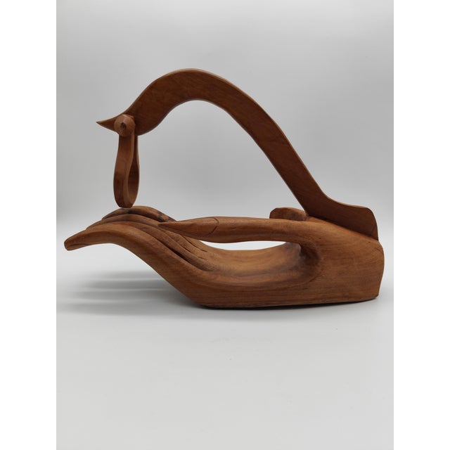Sculptural Hand-Carved Wooden Wine Bottle Holder, 1950s For Sale - Image 9 of 9