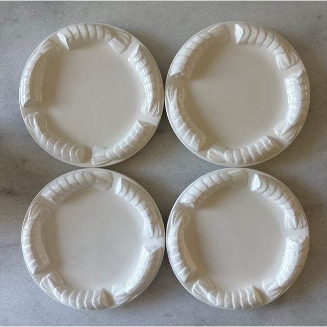 1980s Vintage Coastal Shafford "Sea Fare" Shrimp Tail Bowls, Small Plates and Forks - Set of 4 For Sale - Image 5 of 18