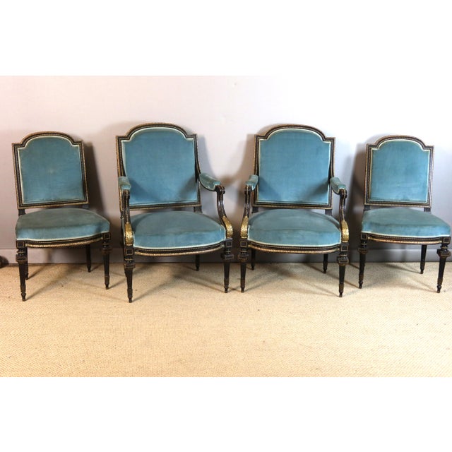 Napoleon III Painted Wood Living Room Set, 1800s, Set of 5 For Sale - Image 11 of 16
