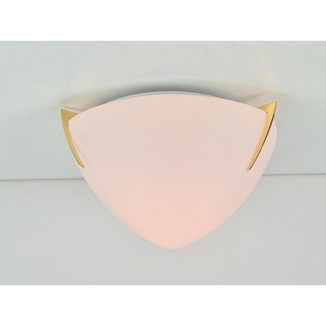1970s Regency Brass & White Glass Ceiling Lamp, 1970s For Sale - Image 5 of 15