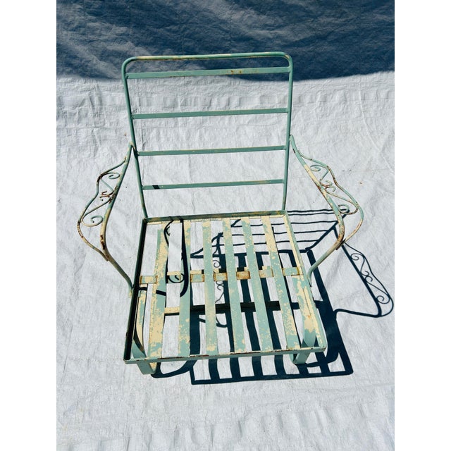 Mid-Century Modern 70's Midcentury Wrought Iron Patio / Outdoor Rocker Bouncer Club Chair For Sale - Image 3 of 6