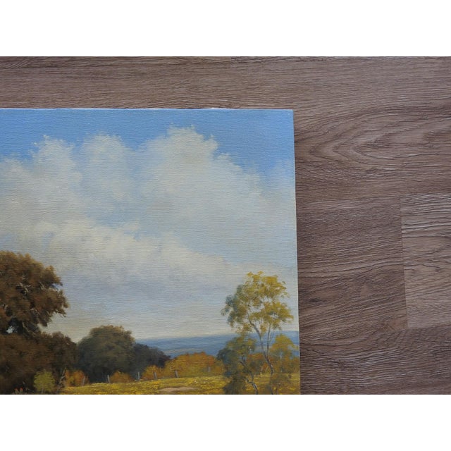 Late 20th Century Late 20th Century Texas Live Oak and Wildflowers Landscape Painting For Sale - Image 5 of 8