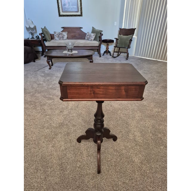 Duncan Phyfe Style Antique Side Table For Sale - Image 4 of 7