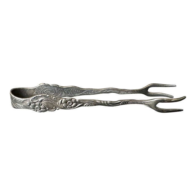 Nils Johan Sweden Silverplate Sugar Cube Tongs For Sale