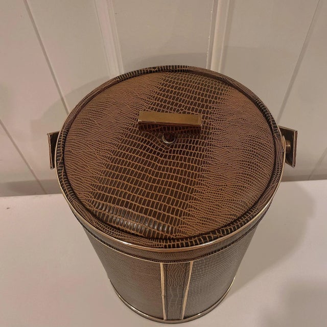 Metal 1950s Georges Briard Animal Skin Embossed Tall Ice Bucket For Sale - Image 7 of 11