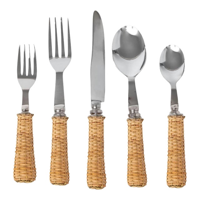 Basketweave Five Piece Flatware, Set of 5 For Sale