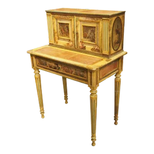 Antique Italian Neoclassical Painted and Découpage Ladies Desk, Circa 1890