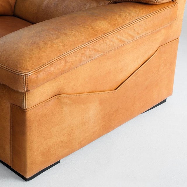 Camel-Colored Leather Armchair from Roche Bobois, France, 1980s For Sale - Image 12 of 18