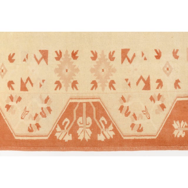 Turkish Vintage Hand-Knotted Turkish Oushak Rug in Terracotta, Peach, and Cream For Sale - Image 3 of 10
