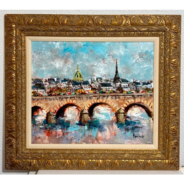 Urbain Huchet (French, 1930-2014) Le Pont Neuf a Paris Description: An original oil or acrylic painting on canvas...