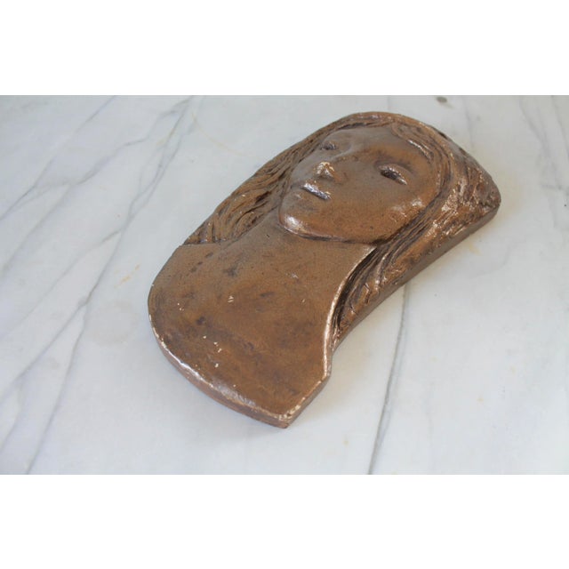 Sculpture Materials Vintage Female Plaster Wall Hanging For Sale - Image 7 of 9