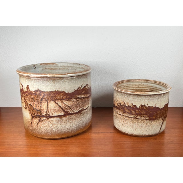 Vintage Danish Studio Pottery Planters from Aase & Leif Vange Keramik, 1988, Set of 2 For Sale - Image 3 of 18