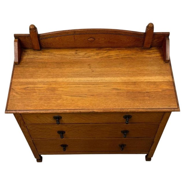 Antique Early 20th Century English Edwardian Oak Chest of Drawers For Sale - Image 5 of 12
