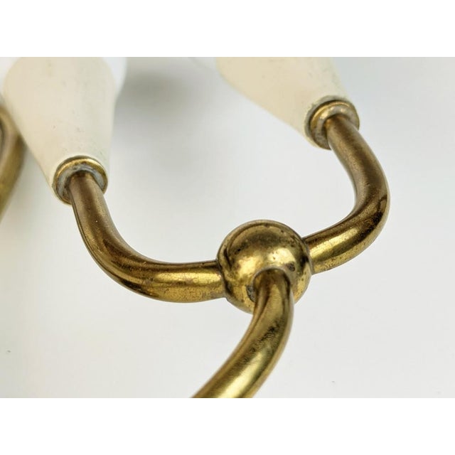 1950s Ivory Metal and Brass Four-Light Wall Lamps, 1950s, Set of 4 For Sale - Image 5 of 18