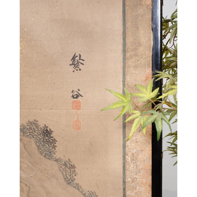Wood 19th C. Japanese Edo Six Panel Screen Chinese Official's Gathering For Sale - Image 7 of 18